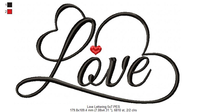 Love Lettering  - Fill Stitch - Machine Embroidery Design