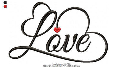 Love Lettering  - Fill Stitch - Machine Embroidery Design
