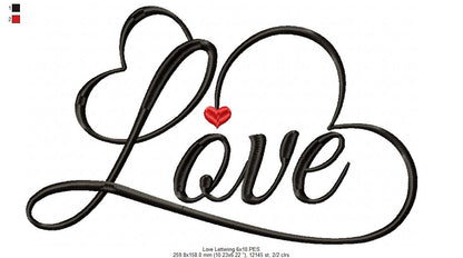 Love Lettering  - Fill Stitch - Machine Embroidery Design