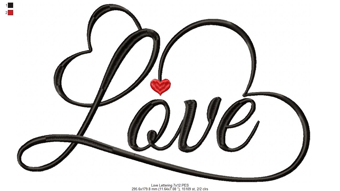 Love Lettering  - Fill Stitch - Machine Embroidery Design