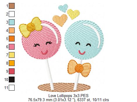 Love lollipops - Fill Stitch - Machine Embroidery Design