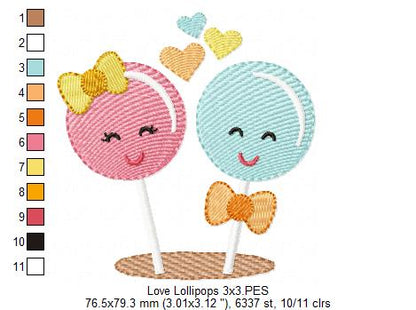 Love lollipops - Fill Stitch - Machine Embroidery Design