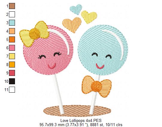 Love lollipops - Fill Stitch - Machine Embroidery Design