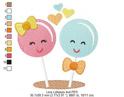 Love lollipops - Fill Stitch - Machine Embroidery Design