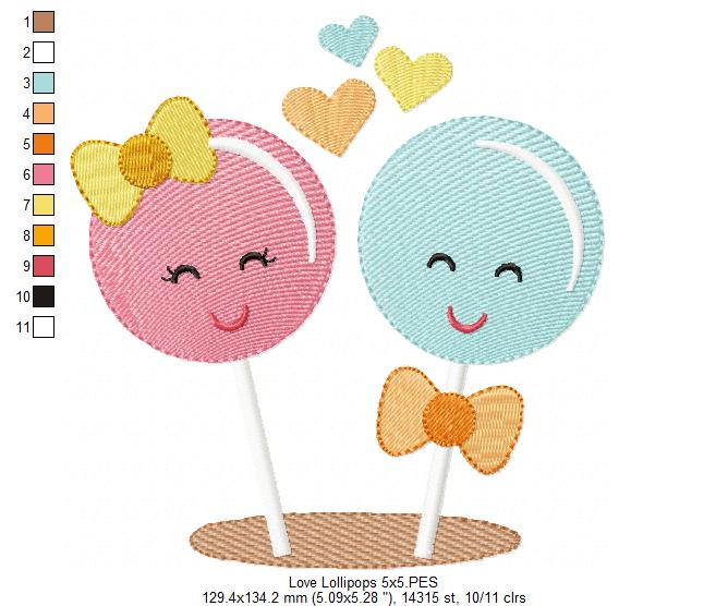 Love lollipops - Fill Stitch - Machine Embroidery Design