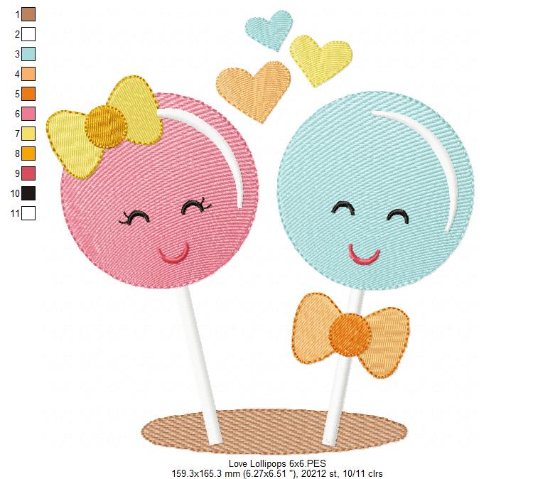 Love lollipops - Fill Stitch - Machine Embroidery Design