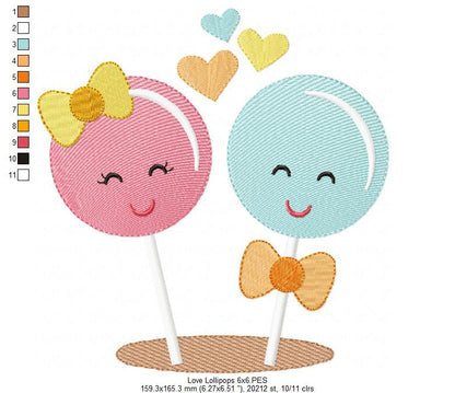 Love lollipops - Fill Stitch - Machine Embroidery Design