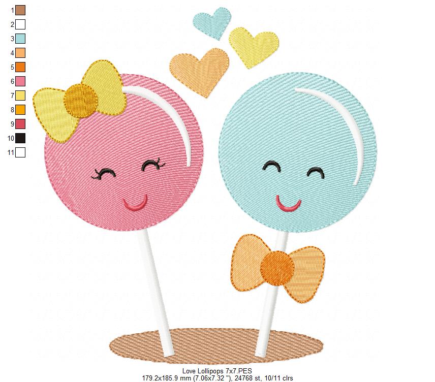 Love lollipops - Fill Stitch - Machine Embroidery Design
