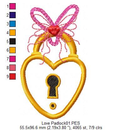 Heart Padlock - Applique