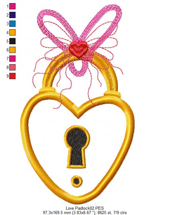 Heart Padlock - Applique