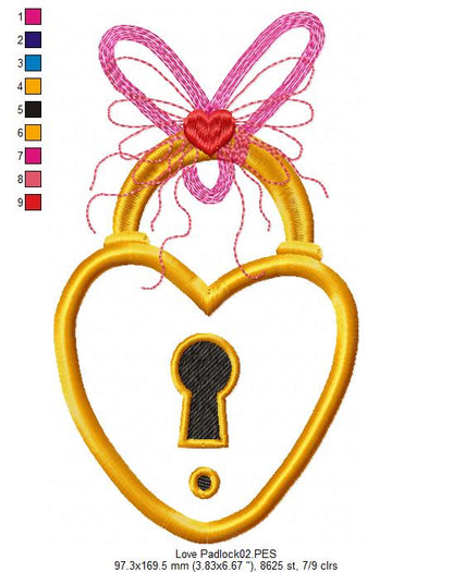 Heart Padlock - Applique