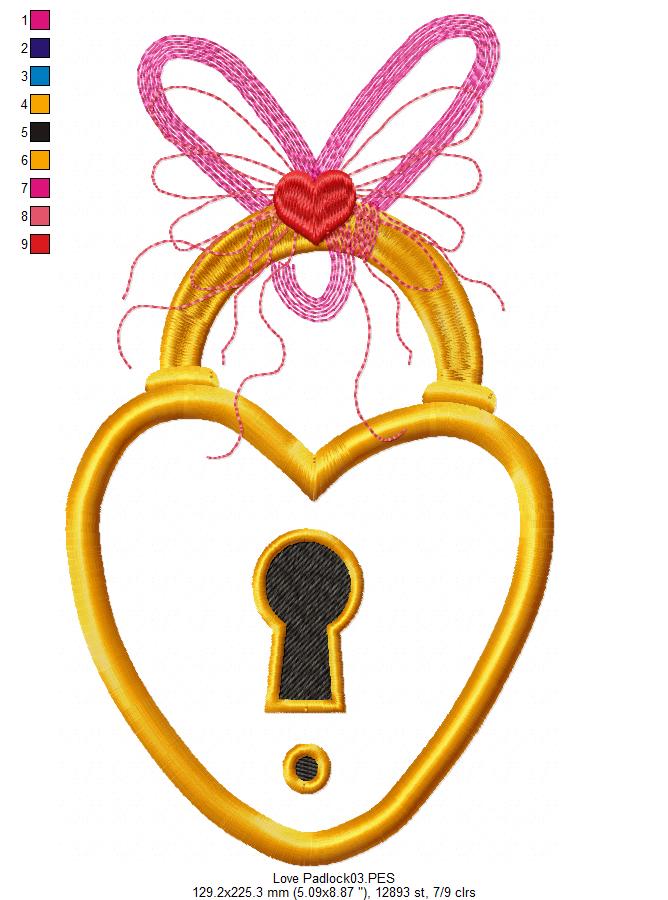 Heart Padlock - Applique