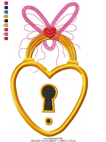 Heart Padlock - Applique