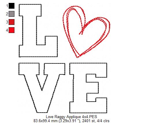 Love Heart - Raggy Applique