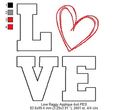 Love Heart - Raggy Applique