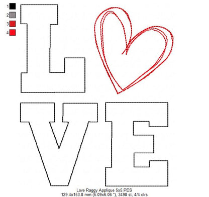 Love Heart - Raggy Applique
