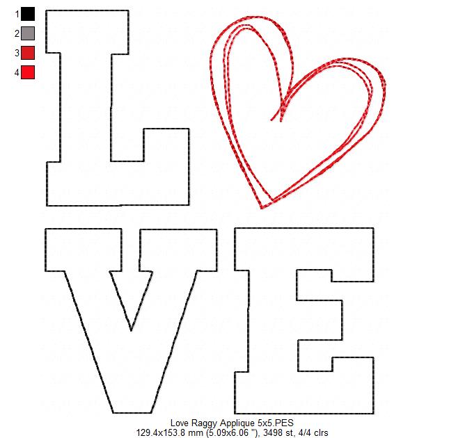 Love Heart - Raggy Applique