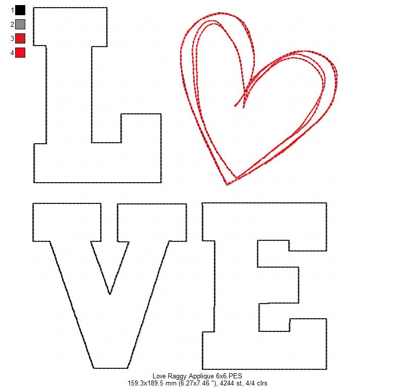 Love Heart - Raggy Applique