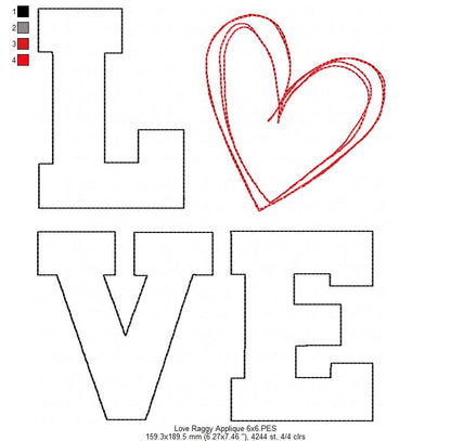 Love Heart - Raggy Applique