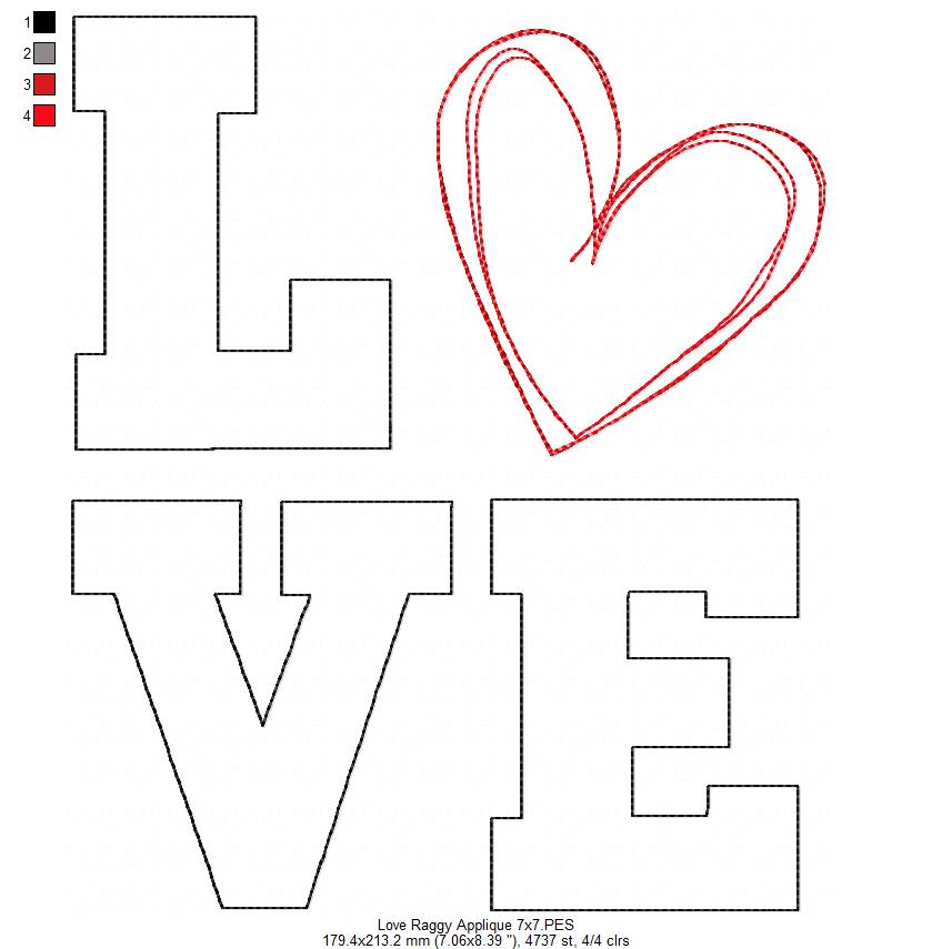 Love Heart - Raggy Applique