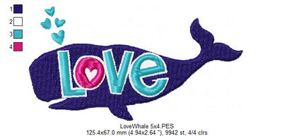 Love Whale - Fill Stitch
