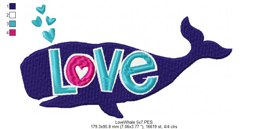 Love Whale - Fill Stitch