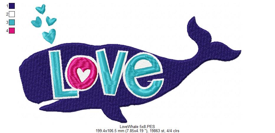 Love Whale - Fill Stitch