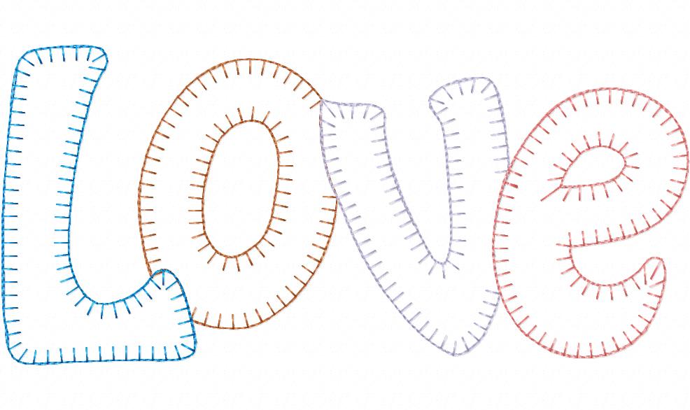 Sweet Patchwork LOVE Letters - Patchwork Stitch – Machine Embroidery Design