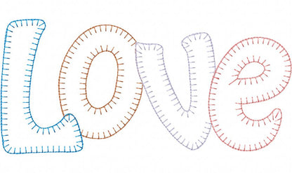 Sweet Patchwork LOVE Letters - Patchwork Stitch – Machine Embroidery Design