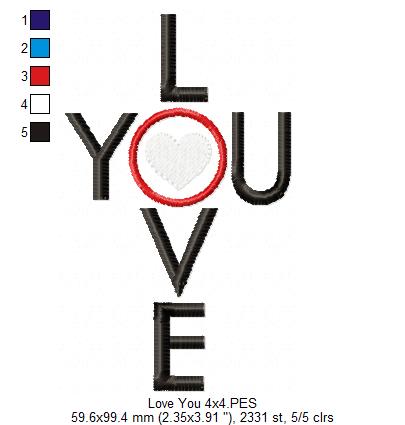 Love You Lettering  - Applique