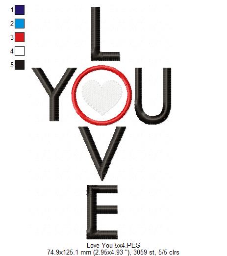 Love You Lettering  - Applique