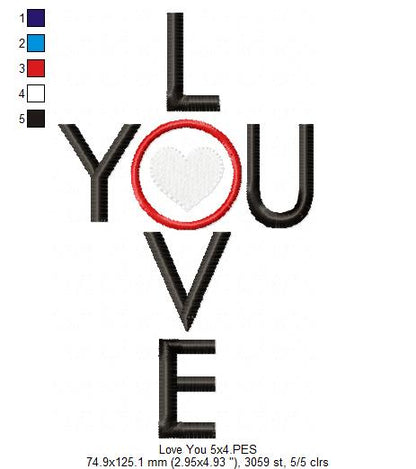 Love You Lettering  - Applique
