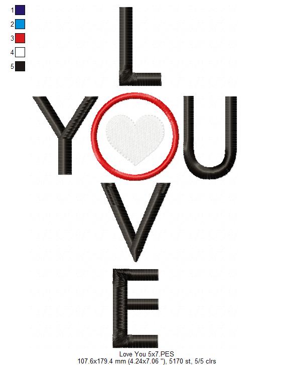 Love You Lettering  - Applique
