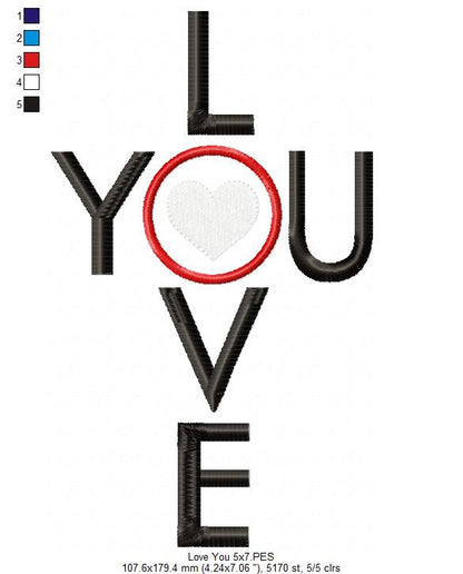 Love You Lettering  - Applique
