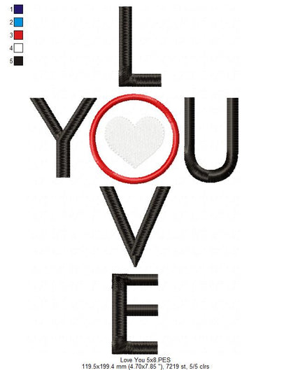 Love You Lettering  - Applique