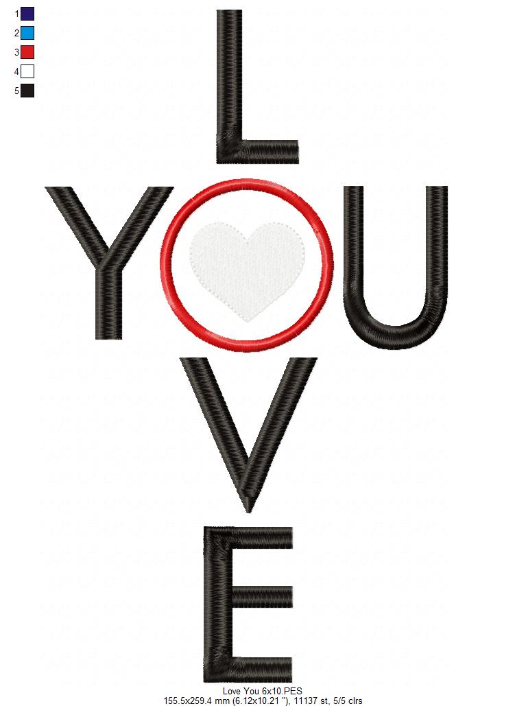 Love You Lettering  - Applique