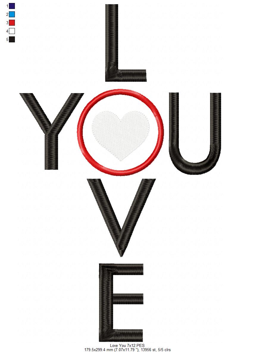Love You Lettering  - Applique
