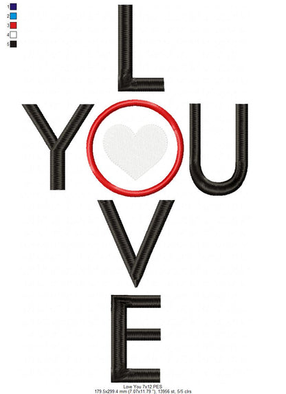 Love You Lettering  - Applique