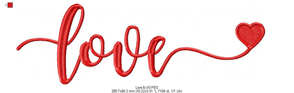 Love Word - Fill Stitch - Machine Embroidery Design