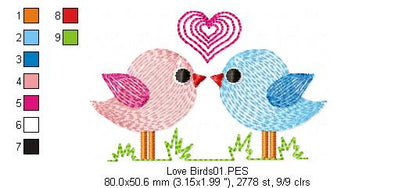 Love Birds - Rippled - Machine Embroidery Design