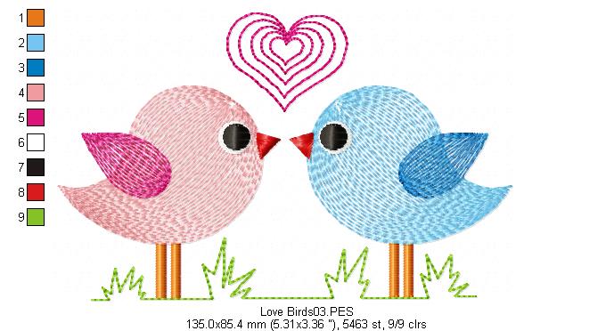 Love Birds - Rippled - Machine Embroidery Design