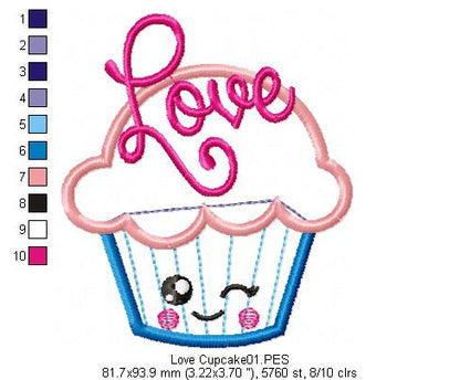 Love Cupcake 2 - Applique - Machine Embroidery Design