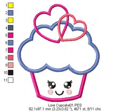 Love Cupcake 1 - Applique - Machine Embroidery Design