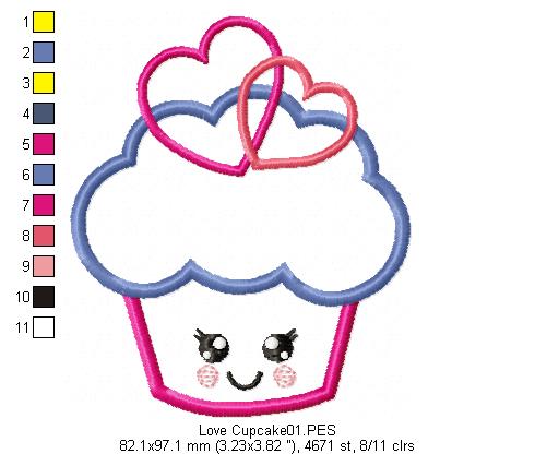 Love Cupcake 1 - Applique - Machine Embroidery Design