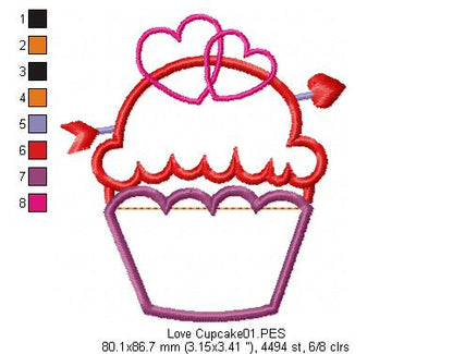 Love Cupcake - Applique - Machine Embroidery Design