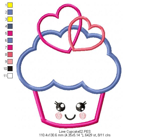 Love Cupcake - Applique - Machine Embroidery Design