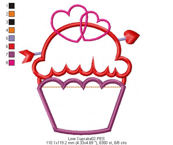 Love Cupcake - Applique - Machine Embroidery Design