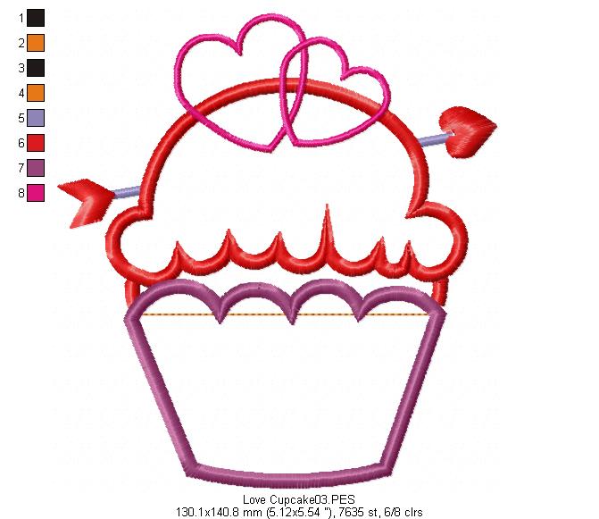 Love Cupcake - Applique - Machine Embroidery Design