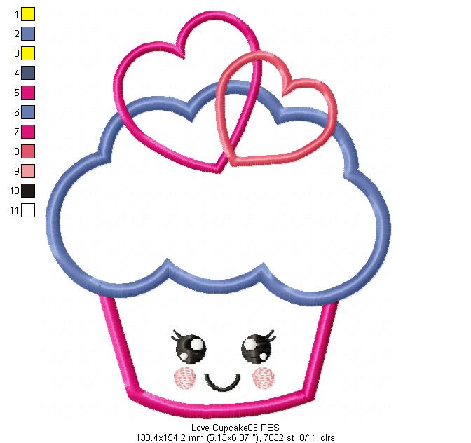 Love Cupcake 1 - Applique - Machine Embroidery Design