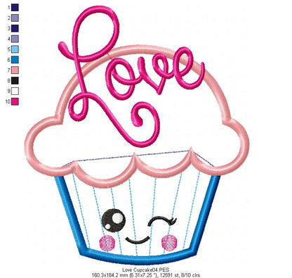 Love Cupcake 2 - Applique - Machine Embroidery Design
